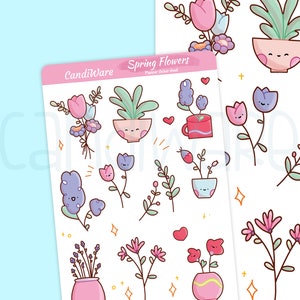 Flowers Sticker Sheet - Bullet Journal Stickers, Planner Stickers, Journal Stickers, Flower Stickers, Floral, Pastel - Botanical stickers