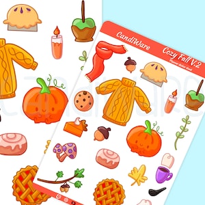Cozy Fall 2 Planner Stickers - Cute Planner Stickers - Planner Stickers - Autumn Kawaii Planner