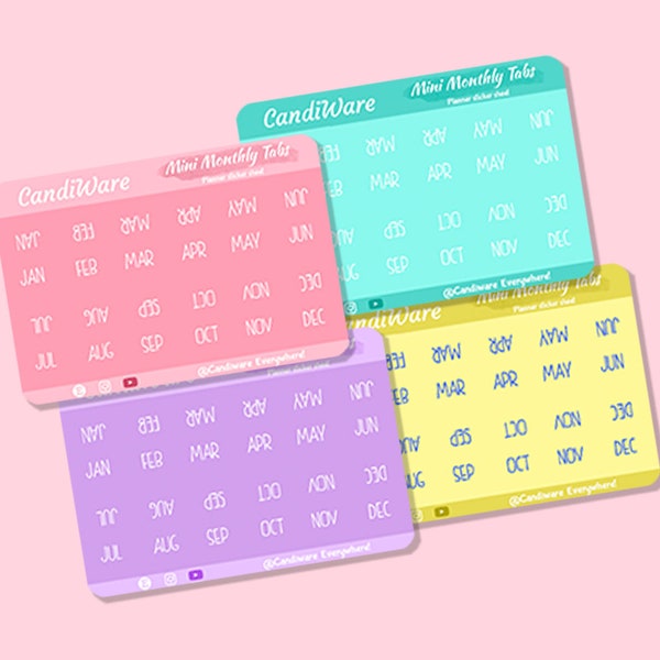 Mini Monthly Tabs - Hobonichi Weeks Monthly Tab Stickers - Planner Stickers - Pastel Planner Tabs - Months Of The Year