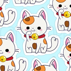 Lucky Cat Sticker- Maneki-Neko sticker- Laptop sticker- Recycled Matte