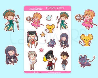Card Captors Sakura Sticker Sheet - Sticker Sheet | Bullet Journal Stickers, Scrapbook Stickers, Planner Stickers - Magical Girl