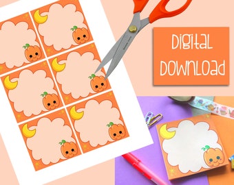 Kawaii Pumpkin Memo Pad: Printable Journal Stickers (Digital Download)