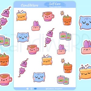Stickervel zelfzorgplanner - mat stickerpapier - dankbaarheid dagboekstickers - geestelijke gezondheid sticker - Bullet Journal-stickers