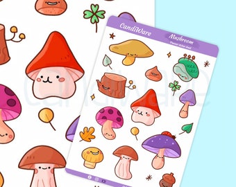 Pilz Sticker: Herbstliche Sticker auf recycelter Folie