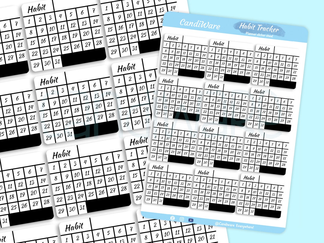 Monthly Habit Tracker Sticker Sheet Matte Sticker Paper for Bullet ...
