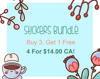 4 Sticker Sheet Bundle - Buy 3 Get 1 Free Choose Any 4 Stickers for A Discounted Price, Build Your Own Sticker Sheet Pack, Mix and Match
