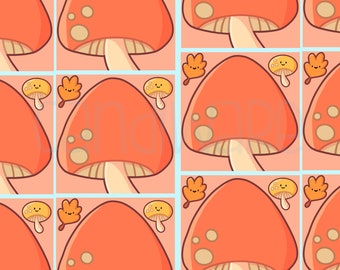 Fall Mushroom Memo Pad - Cute Mushroom Illustrated Memo Pad - Kawaii Memo Pad - Kawaii Orange & Yellow