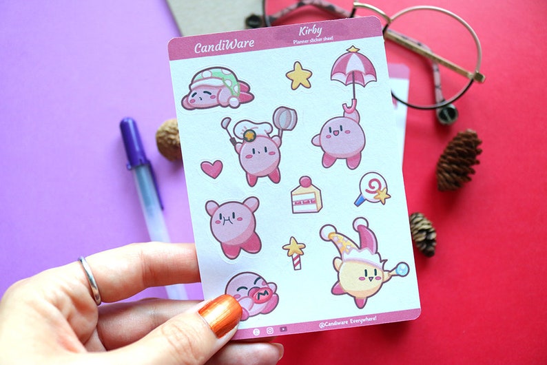 Kirby Sticker Sheet Bujo Stickers Kirby Planner Stickers Bullet Journaling Stickers image 6