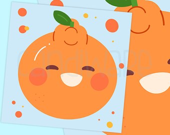 Mini Art Print Orange | 5"x5" Kawaii artwork prints | Cute Illustration | Aesthetic Photo Wall Art Decor