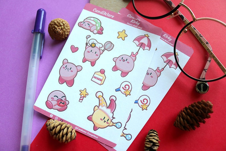 Kirby Sticker Sheet Bujo Stickers Kirby Planner Stickers Bullet Journaling Stickers image 4