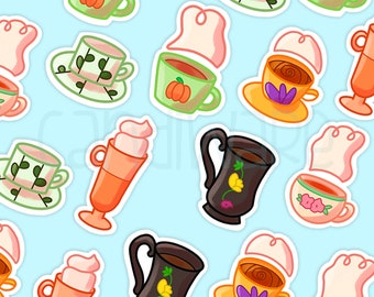 Tea Cup Stack Gloss Sticker: Floral Planner Scrapbook Stickers