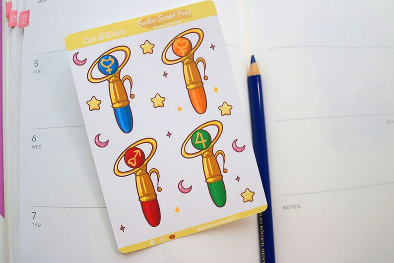 Sailor Scout Pens Sticker Sheet Sticker Sheet Bullet Journal Stickers, Scrapbook Stickers, Planner Stickers Magical Girl image 4