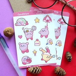 Kirby Sticker Sheet Bujo Stickers Kirby Planner Stickers Bullet Journaling Stickers image 2