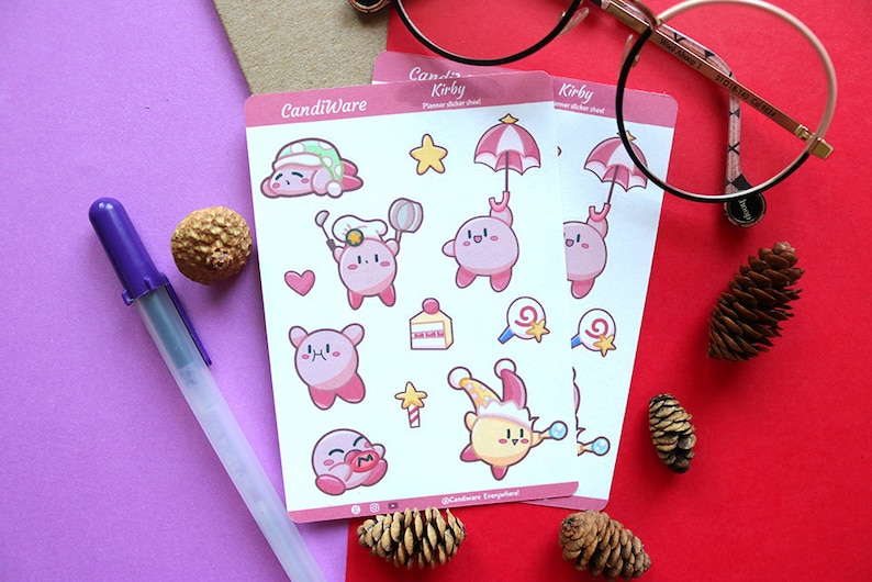 Kirby Sticker Sheet Bujo Stickers Kirby Planner Stickers Bullet Journaling Stickers image 2