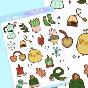 Hello Winter Sticker Sheet - Bullet Journal Stickers - Planner Stickers - Scrapbook Stickers - Winter Stickers - Cozy Kawaii Planner