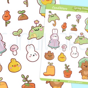 Frühling Freunde Aufkleber - Bujo Aufkleber - Blumen Planer Aufkleber - Bullet Journaling Aufkleber - Hase