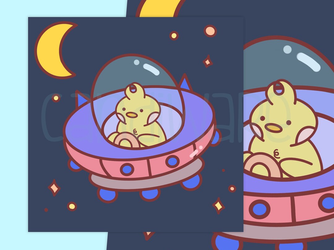 Mini Art Kawaii Space Chick 5x5 Kawaii Artwork Etsy