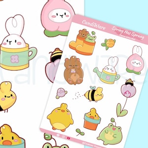 Spring Has Sprung Sticker Sheet- Bujo Sticker- Blumen Planner Sticker- Bullet Journaling Sticker- Bunny