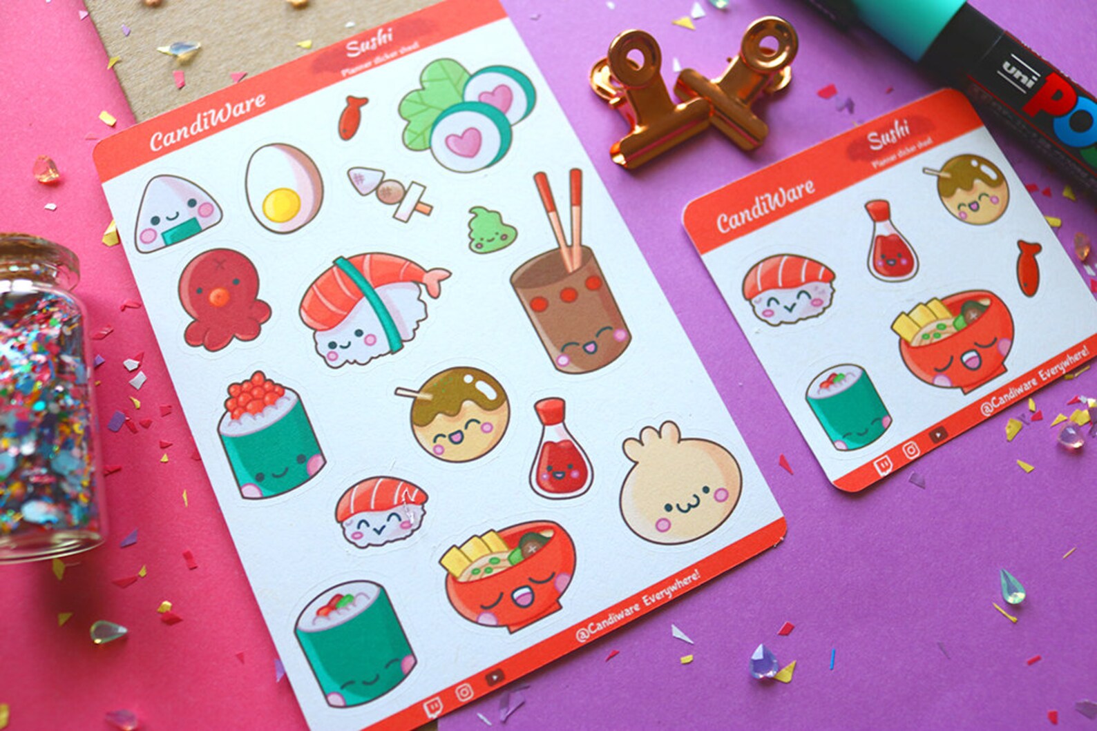 Sushi Sticker Sheet - Cute Asian Food Planner Stickers (recycled Matte ...