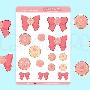 Sailor Moon Lockets Sticker Sheet Sticker Sheet Bullet Journal Stickers, Scrapbook Stickers, Planner Stickers Magical Girl image 1