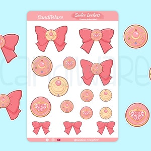 Sailor Moon Lockets Sticker Sheet - Sticker Sheet | Bullet Journal Stickers, Scrapbook Stickers, Planner Stickers - Magical Girl