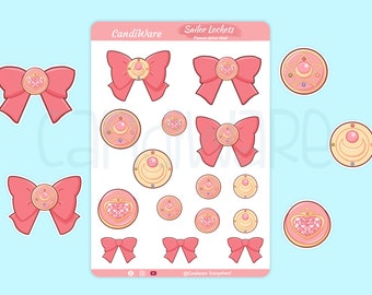 Sailor Moon Lockets Sticker Sheet: Magical Girl Planner Stickers