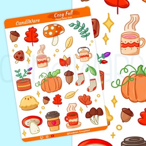 Cozy Fall Sticker Sheet - Sticker Sheet | Bullet Journal Stickers, Scrapbook Stickers, Planner Stickers, Winter Stickers, Fall