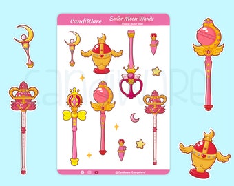 Sailor Moon Wands Sticker Sheet - Sticker Sheet | Bullet Journal Stickers, Scrapbook Stickers, Planner Stickers - Magical Girl