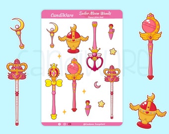 Sailor Moon Wands Sticker Sheet: Magical Girl Planner Stickers