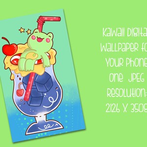 Kawaii Ice Cream Froggie Digital Phone Wallpaper Background - Digital Download - Kawaii Wallpaper, Cute Digital Download