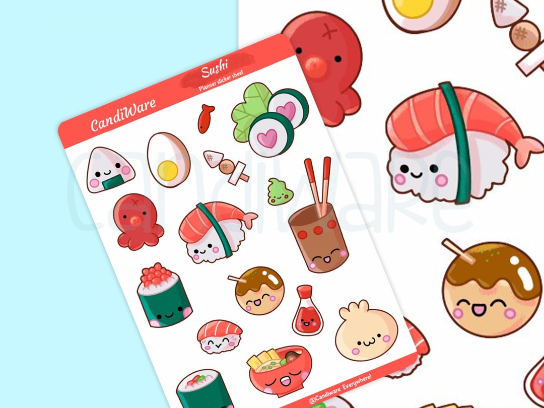 Sushi Sticker Sheet - Cute Asian Food Planner Stickers (recycled Matte ...