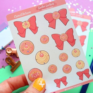 Foglio di adesivi per medaglioni di Sailor Moon Foglio di adesivi / Adesivi per bullet journal, adesivi per album di ritagli, adesivi per pianificatore Magical Girl immagine 3