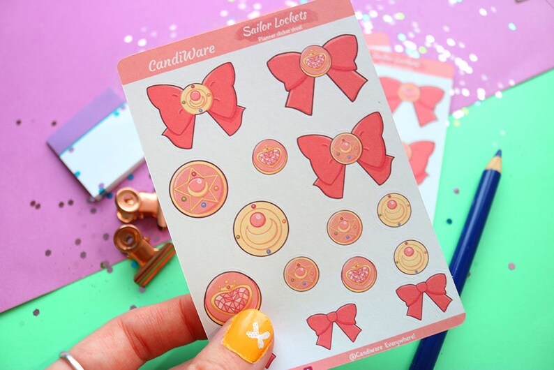 Sailor Moon Lockets Sticker Sheet Sticker Sheet Bullet Journal Stickers, Scrapbook Stickers, Planner Stickers Magical Girl image 3