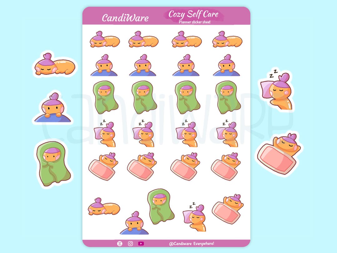 Cozy Self Care Planner Stickers: Matte Mental Health Decals - Etsy
