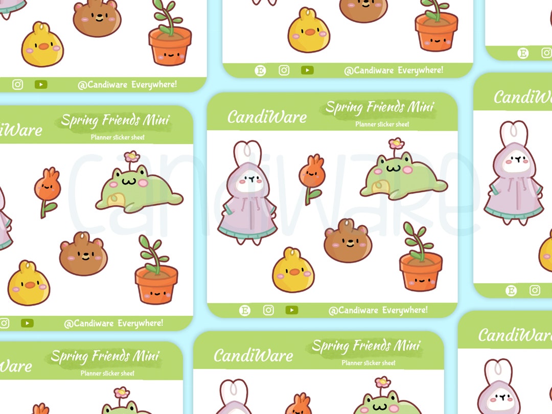 Mini Spring Friends Sticker Sheet, Cute Kawaii Stickers - Etsy