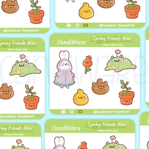 Hoja de pegatinas Mini Spring Friends, pegatinas de ranas lindas, hoja de pegatinas, pegatinas de diario, hoja de pegatinas Kawaii, pegatinas de bullet journal