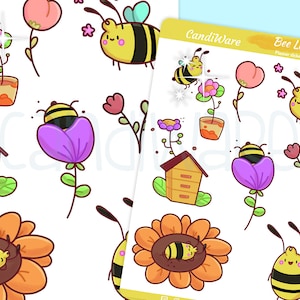 Kawaii Bumble Bee Stickers: Holographic Planner Stickers