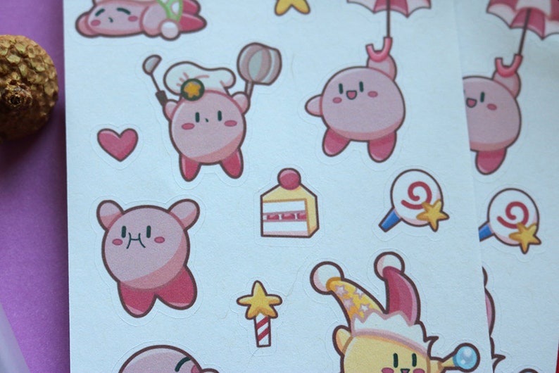 Kirby Sticker Sheet Bujo Stickers Kirby Planner Stickers Bullet Journaling Stickers image 5