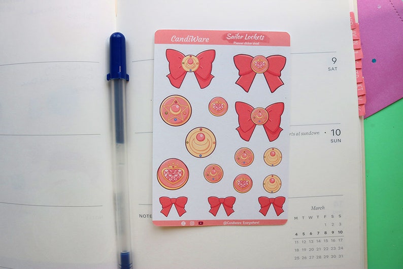 Sailor Moon Lockets Sticker Sheet Sticker Sheet Bullet Journal Stickers, Scrapbook Stickers, Planner Stickers Magical Girl image 7