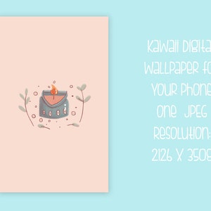 Cottage Core Candle Digital Phone Wallpaper Background - Digital Download - Kawaii Wallpaper, Cute Digital Download