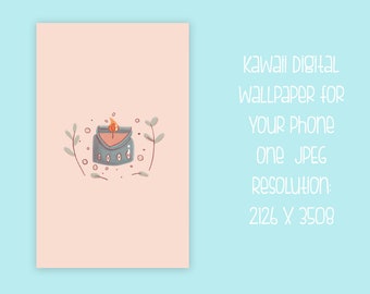 Cottage Core Candle Digital Phone Wallpaper Background - Digital Download - Kawaii Wallpaper, Cute Digital Download