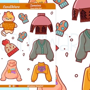 Sweater Sticker Sheet - Sticker Sheet | Bullet Journal Stickers, Scrapbook Stickers, Planner Stickers, Winter Stickers, Fall