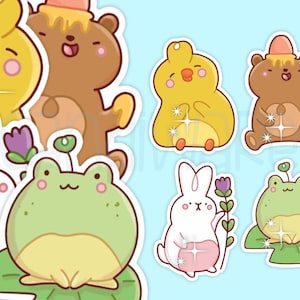 Holographic Spring Animals Die Cut Sticker Pack, Vinyl Decal - Waterproof Decal - Bullet Journal Pack Of 4