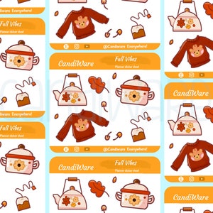 Mini Fall Vibes Sticker Sheet - Sticker Sheet | Bullet Journal Stickers, Scrapbook Stickers, Planner Stickers, Winter Stickers, Fall
