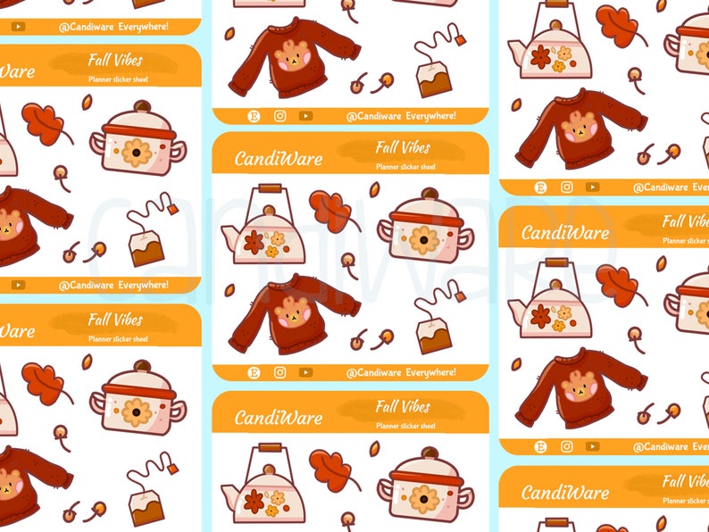 Mini Fall Vibes Sticker Sheet Sticker Sheet Bullet Journal Stickers, Scrapbook Stickers, Planner Stickers, Winter Stickers, Fall image 1