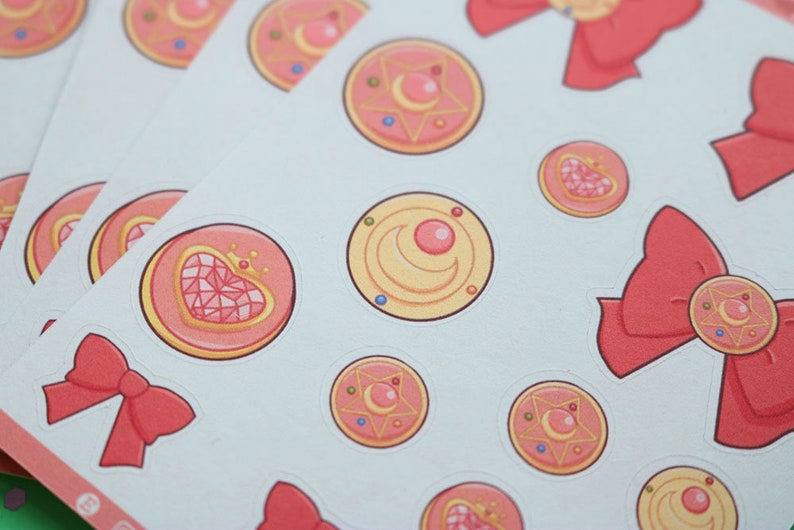 Sailor Moon Lockets Sticker Sheet Sticker Sheet Bullet Journal Stickers, Scrapbook Stickers, Planner Stickers Magical Girl image 5