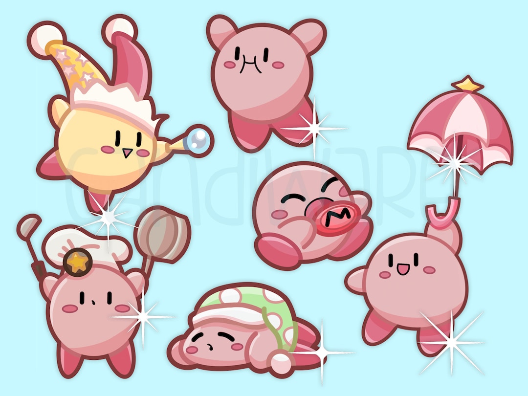 Kirby Sticker Set: Glossy, Vinyl, or Holographic Die Cut Stickers - Etsy