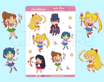 Sailor Moon Sticker Sheet - Sticker Sheet | Bullet Journal Stickers, Scrapbook Stickers, Planner Stickers - Magical Girl