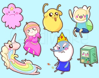 Paquete de pegatinas de vinilo de Hora de Aventuras Kawaii: Pegatinas para agenda (juego de 7)