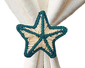 Star Iraca Napkin Rings, Handmade Coastal Table Decor (Set of 6 or 8)